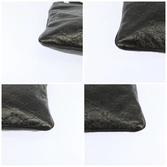 GUCCI Guccissima GG Canvas Shoulder Bag Leather Gray Gold 201538 Auth 147723 - Picture 14 of 16